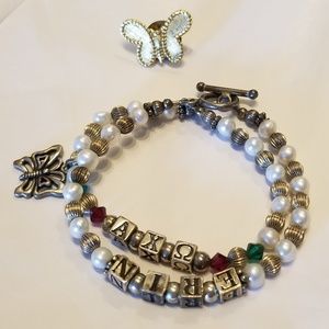 {AXO} Alpha Chi Omega Silver Pearl Erin Bracelet